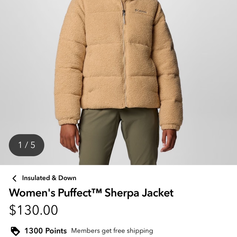 Columbia Women's Beige Sherpa Puffer Jacket